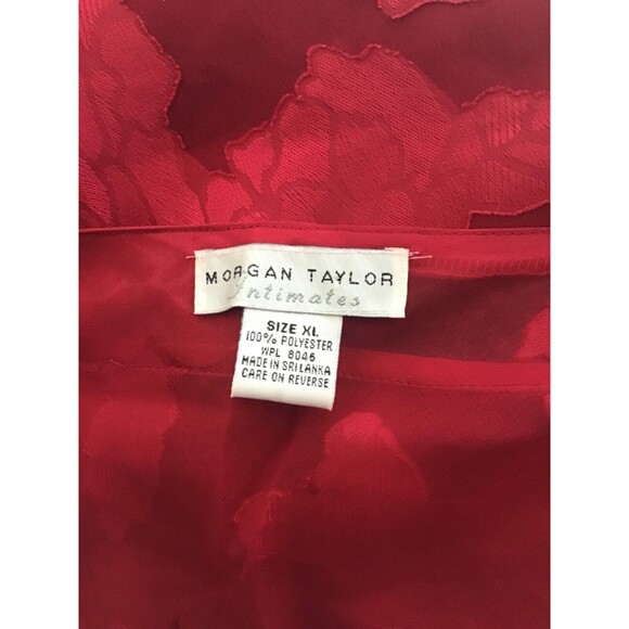 Morgan Taylor Chemise Nightgown Nightie XL Red Sheer Rose Spaghetti Strap Short - Picture 4 of 4